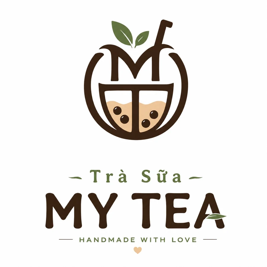 Logo Trà Sữa My TEA — Handmade with love
